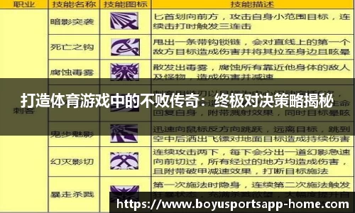 打造体育游戏中的不败传奇：终极对决策略揭秘